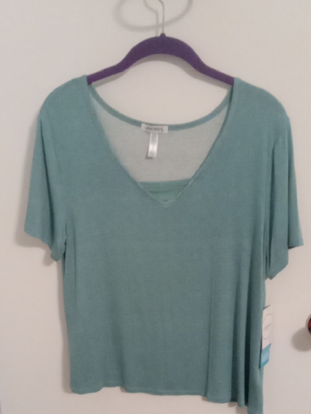 New Jockey Soft Teal V-Neck Short Sleeve Sleep Top - Size Small